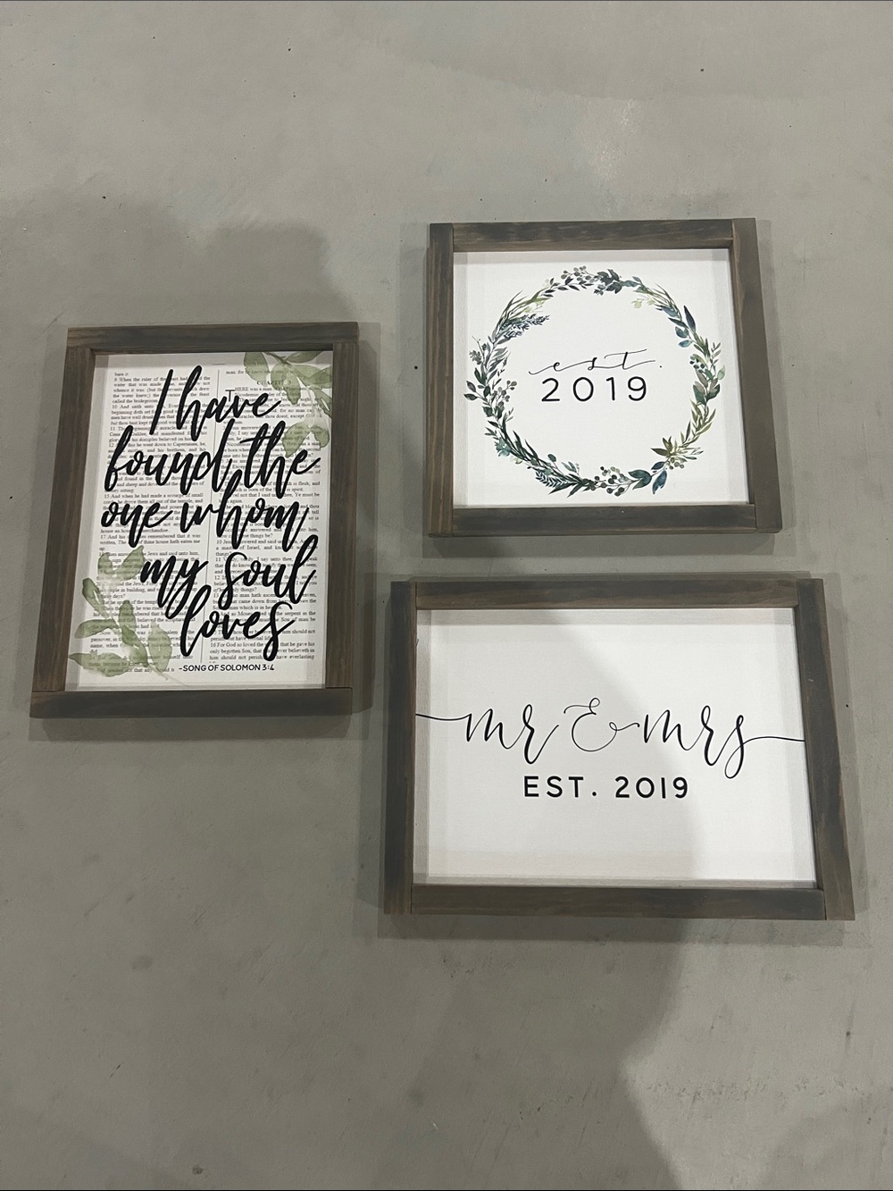 Altar'd State Wood-Framed Botanical & Script Wall Art Set Mr & Mrs est 2019